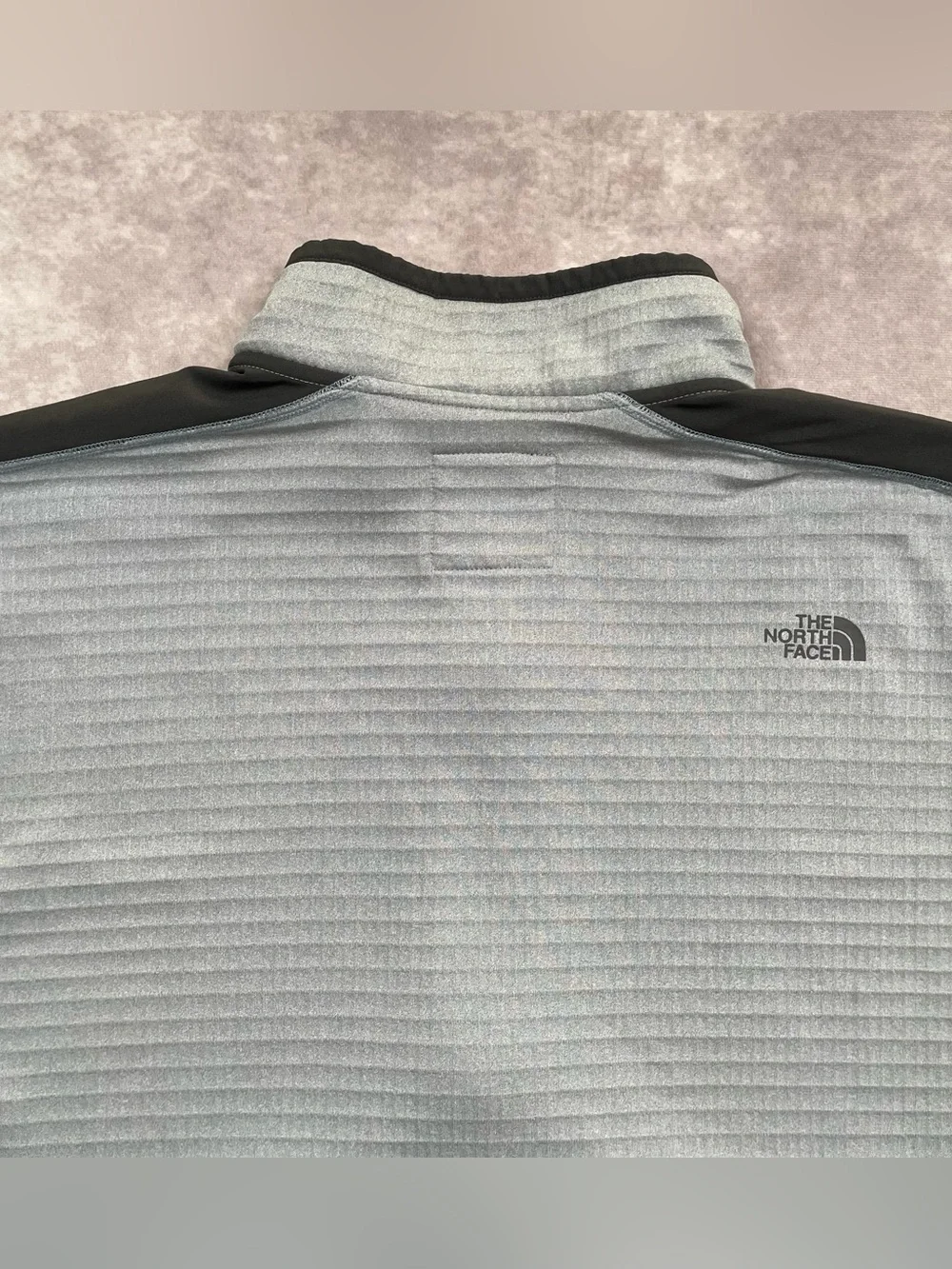 The North Face Ampere Grid Jacket Mens 2XL Gray Black Waffle Knit Fleece